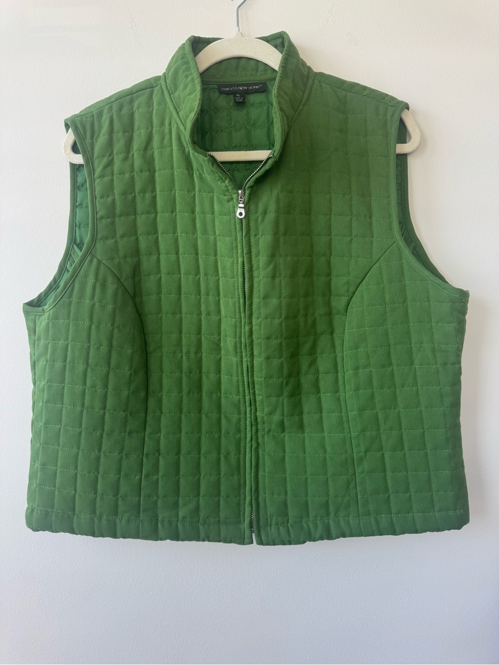 Briggs New York Green Quilted Full Zip Vest Minimalist Sz XL